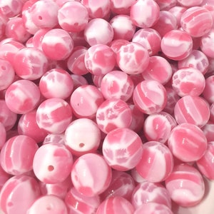 Pink Jelly Chunk Beads - Round 16mm, Unusual Jewelry Making