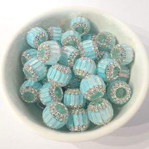 Blue Crystal Jewel Beads - 18mm Diamonte Edge, Pink Jewels