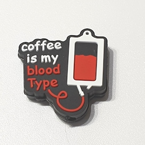 Kaffee ist meine Blutgruppe Focal Silikon. Kann auf Stift passen.Glasverpackung, Espressodruck