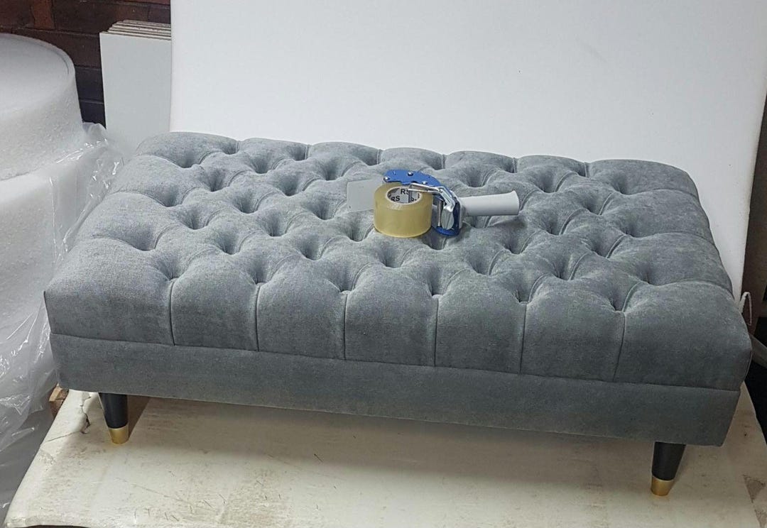 Expensive Footrest Chesterfield Footstool Coffee Table in Expensive Naple Fabric Double ...