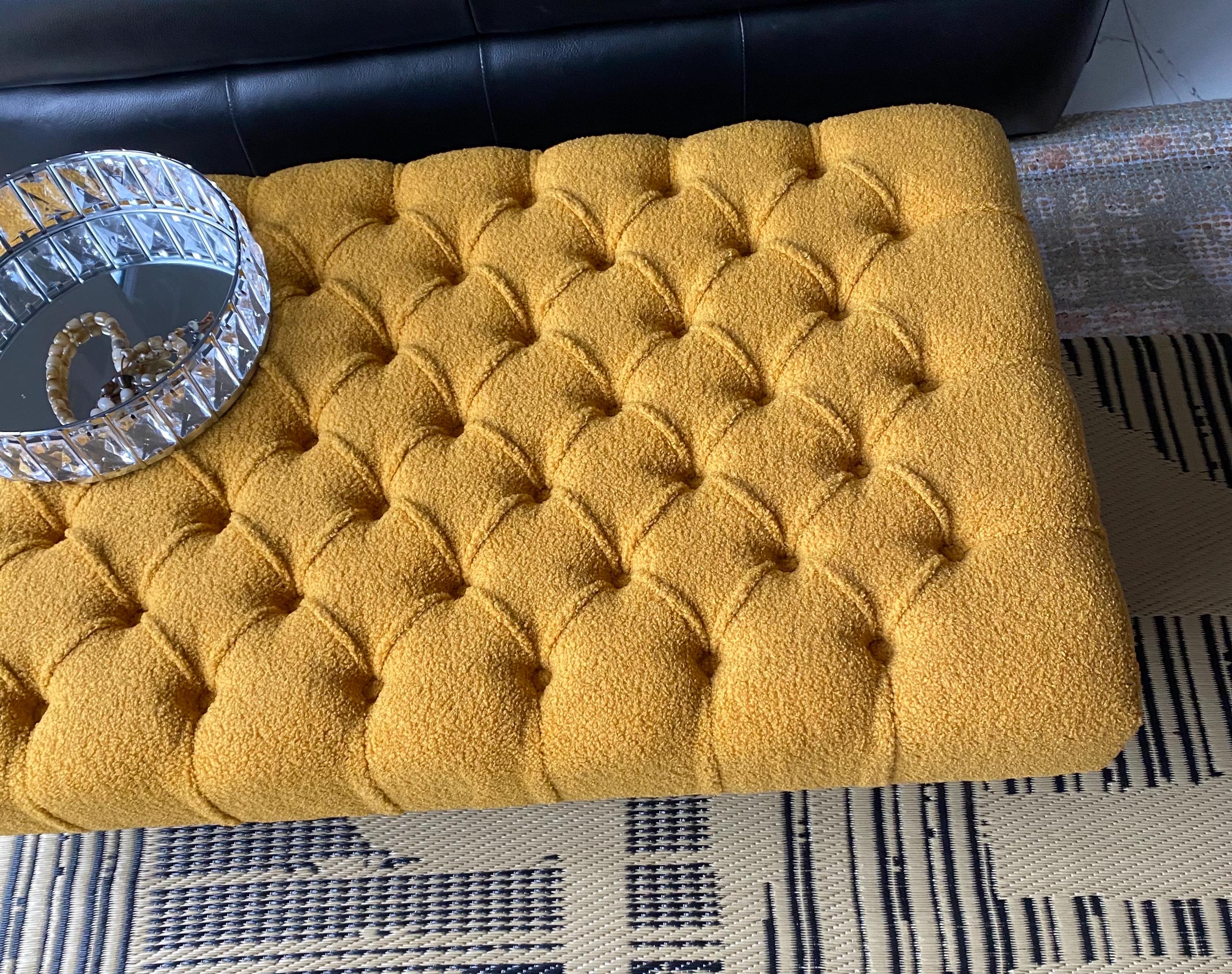 Expensive Footrest Modern Handmade Chesterfield Footstool in Expensive Rich Saffron Teddy ...