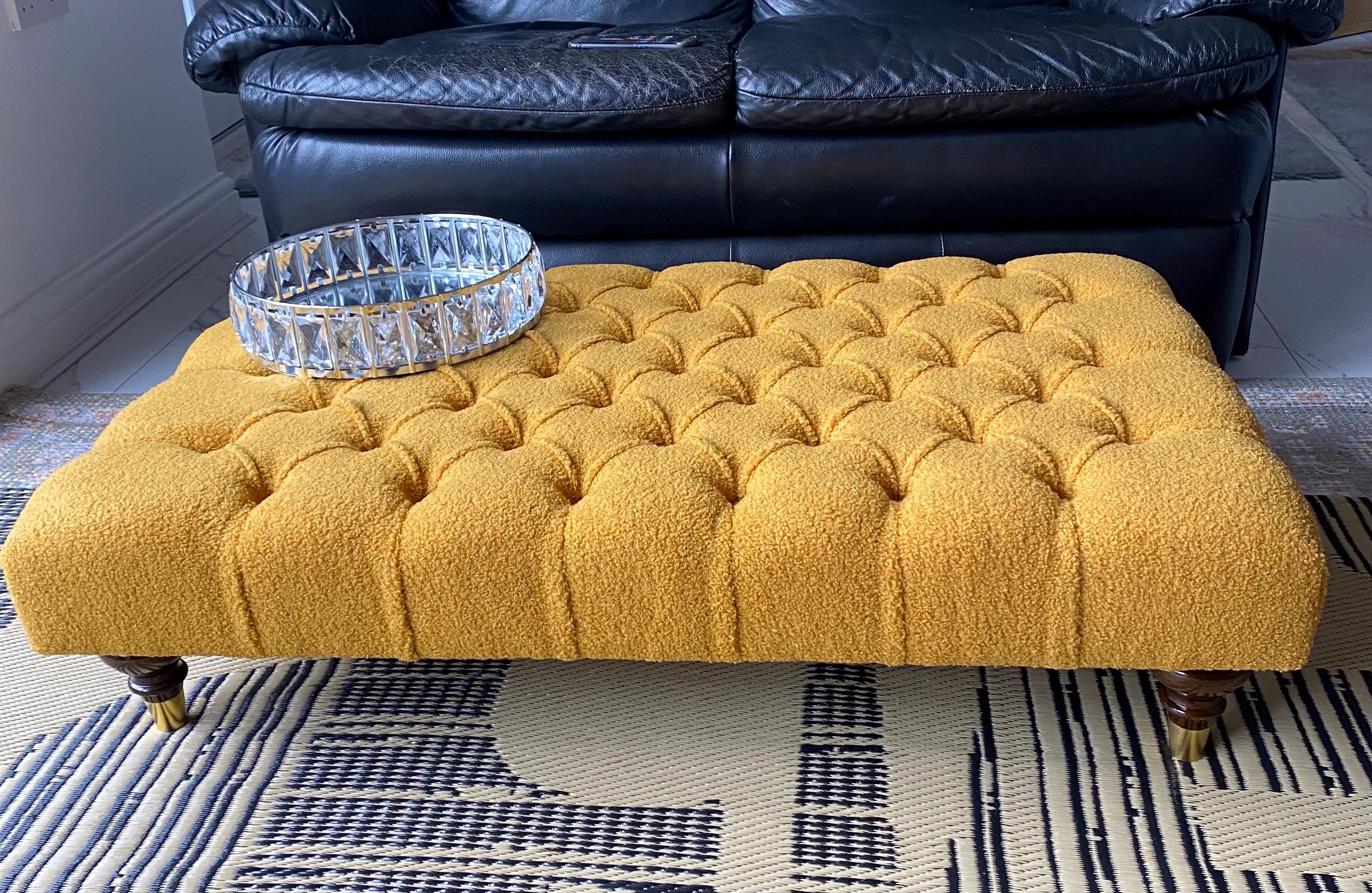 Expensive Footrest Modern Handmade Chesterfield Footstool in Expensive Rich Saffron Teddy ...