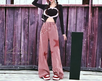 Oversized Streetwear Jeans | High Waist Trousers | Wide Leg Pants | Cotton Clothing