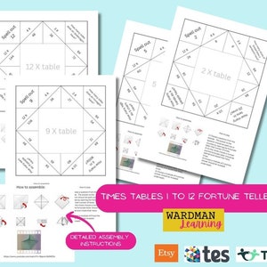 Timetables fortune teller fun practice primary maths SEND dyscalculia