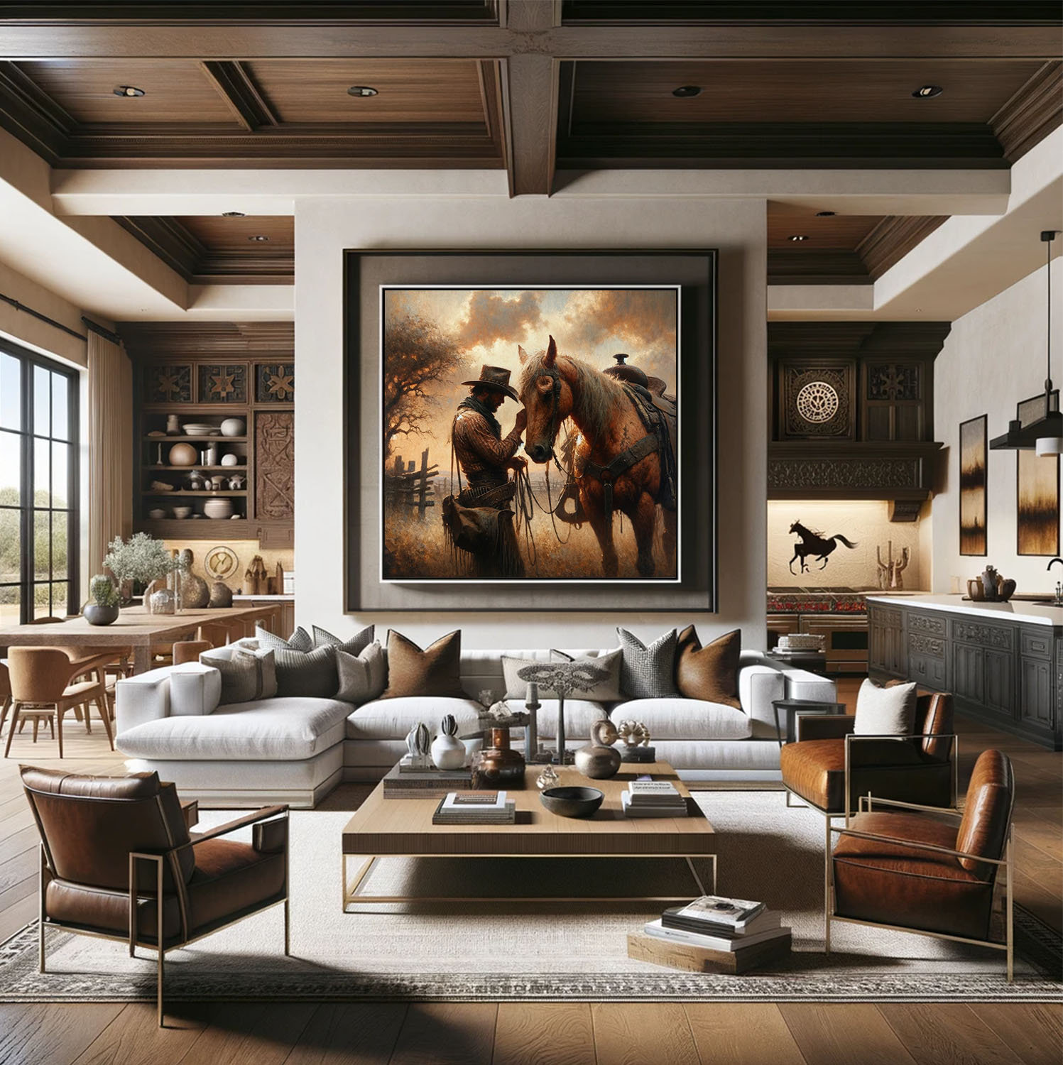 Cowboy and Horse Western Oil Painting Printable Wall Art Western Decor ...