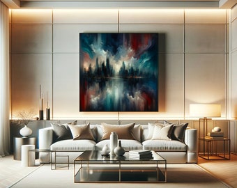 Modern Abstract Cityscape Wall Art Print New York Art City Skyline Printable Wall Art Home Decor Gift Digital File Instant Download