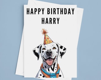 Dalmatian Birthday Cards - Personalised Happy Birthday Card Dalmatian Dog Premium Quality Birthday Present Dog Lover Gift