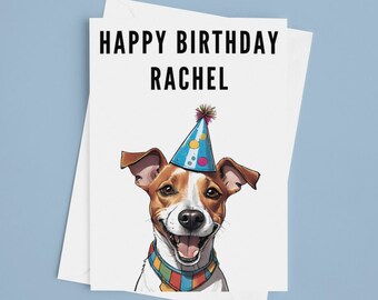 Jack Russell Birthday Cards - Personalised Happy Birthday Card Jack Russell Dog Premium Quality Birthday Present Dog Lover Gift