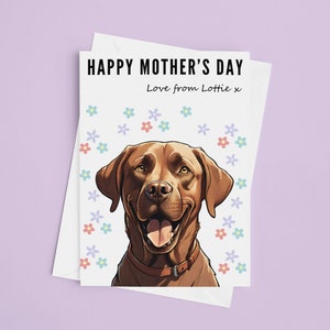 Mothers Day Card Personalised Happy Mothers Day Card Gift Premium Quality Fox Red Labrador Dog Mothers Day Gift Present Dog Lover image 1