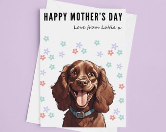 Mother’s Day Card - Personalised Happy Mothers Day Card Premium Quality Liver/Brown Cocker Spaniel Dog Mothers Day Gift Present Dog Lover