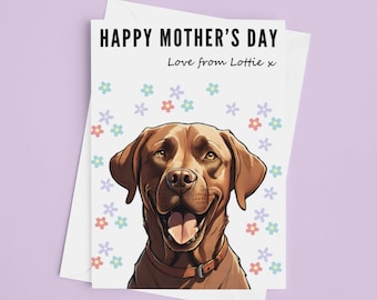 Mother’s Day Card - Personalised Happy Mothers Day Card Gift Premium Quality Fox Red Labrador Dog Mothers Day Gift Present Dog Lover