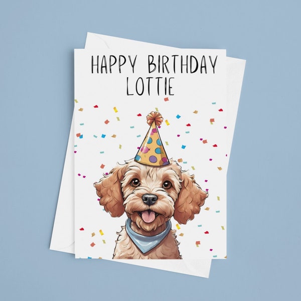 Cockapoo Puppy Birthday Card - Personalised Happy Birthday Cards Cockapoo Puppy Dog Premium Quality Birthday Present Dog Lover Gift