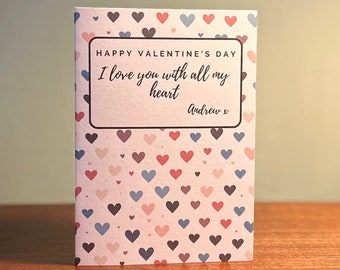 Valentines Cards - Personalised Happy Valentines Day Card Premium Quality