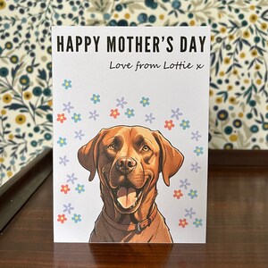 Mothers Day Card Personalised Happy Mothers Day Card Gift Premium Quality Fox Red Labrador Dog Mothers Day Gift Present Dog Lover image 2