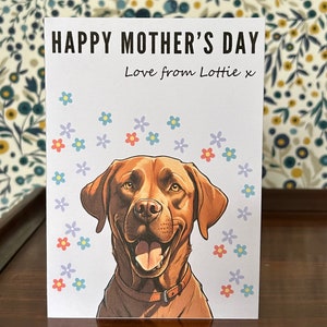 Mothers Day Card Personalised Happy Mothers Day Card Gift Premium Quality Fox Red Labrador Dog Mothers Day Gift Present Dog Lover image 3