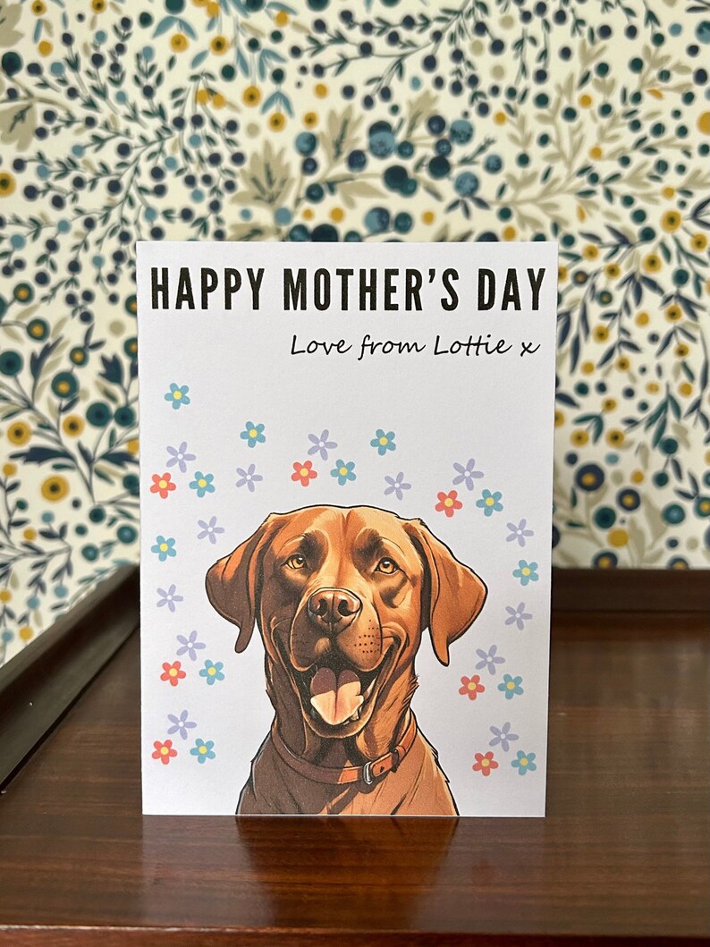 Mothers Day Card Personalised Happy Mothers Day Card Gift Premium Quality Fox Red Labrador Dog Mothers Day Gift Present Dog Lover image 2