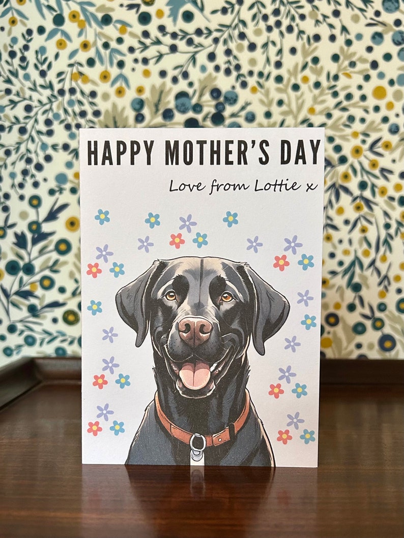 Mothers Day Card Personalised Happy Mothers Day Card Premium Quality Black Labrador Dog Mothers Day Gift Present Dog Lover image 3