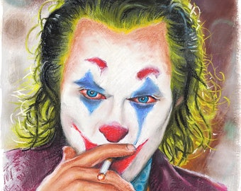Joker de Joaquin Phoenix | Pastel sur papier 24 x 33 cm
