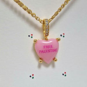 FREE PALESTINE Herz Anhänger rosa-gold