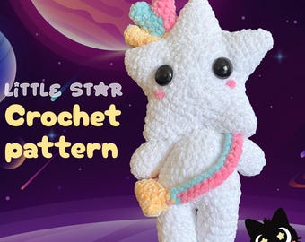 Little Star Amigurumi Crochet Pattern – Plush Rainbow Unicorn (Digital Pattern)