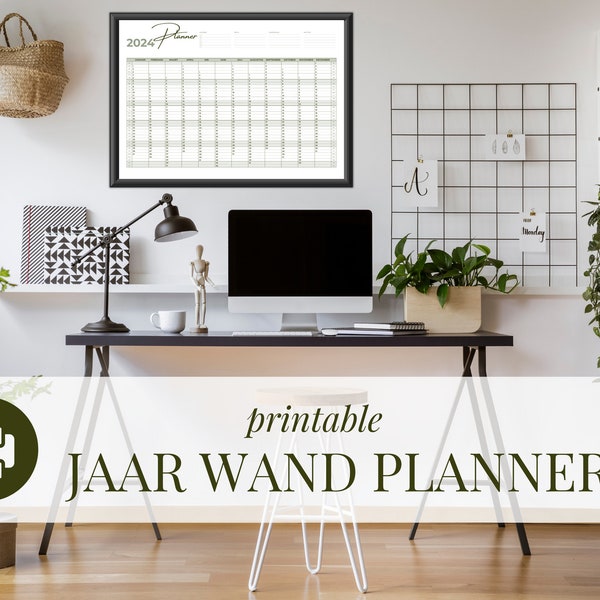 2024 Full Year Wall Planner | A2 & A1 Portrait Yearly Calendar in Dutch | Printable PDF | Printable annual calendar | Instant Download