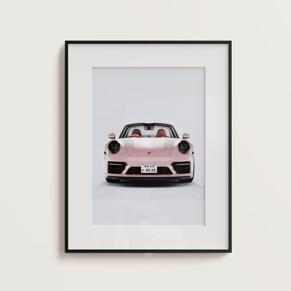 Chic Pink Porsche Digital Print - Modern Luxury Car Poster - Minimalist Automotive Art - Fashionable Home Decor - Instant Download