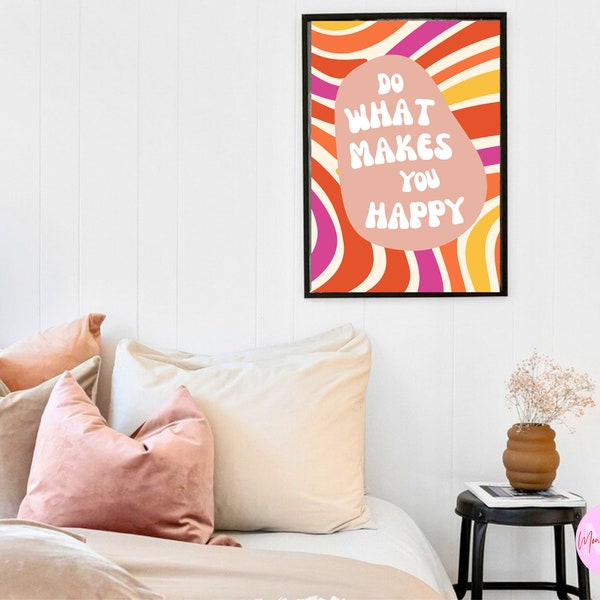 Positive Affirmation Art Print, Dopamine Decor, Preppy Retro Trendy Art, Digital Colorful Print, Motivation Art, Soft Style Poster Pink Core