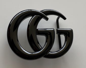 Vintage 38mm 40mm 1.5&quot; Gucci Belt Buckle GG Black Polished Marmont Interlocking Double G Fibbia Schnalle Boucle Cintura Gurtel Gift Luxury