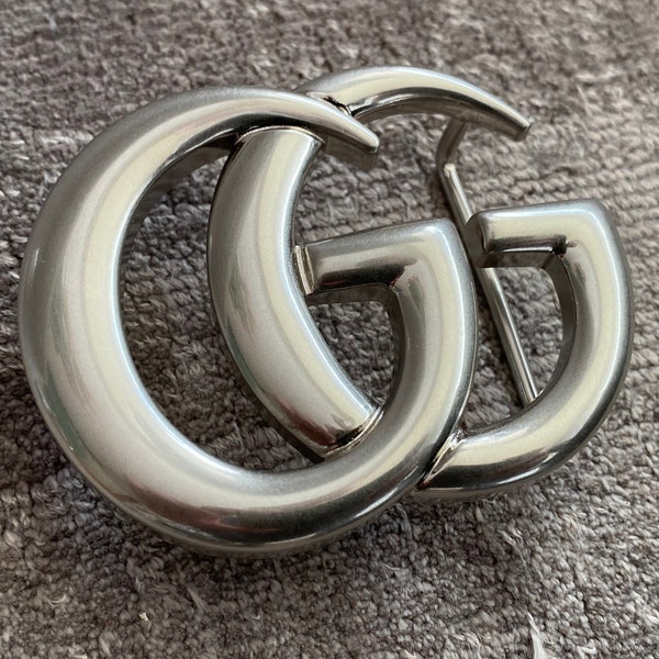 Vintage Gucci Belt Buckle GG Silver Marmont Interlocking Double G Fibbia Schnalle Boucle Hebilla Cintura Gurtel Gift Luxury