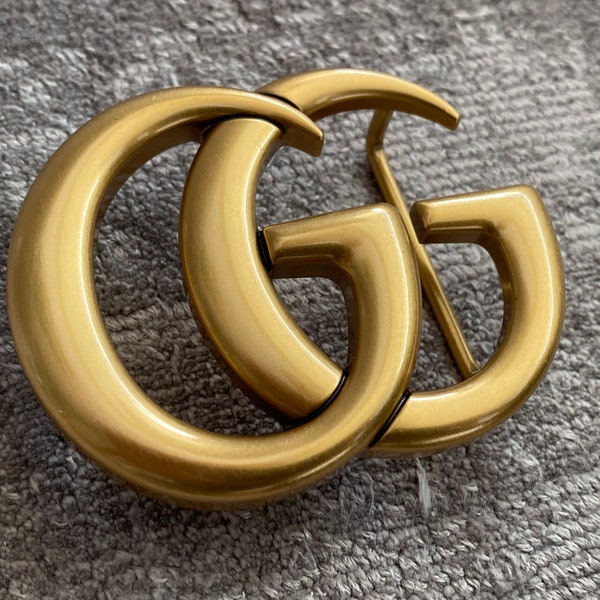 Vintage 38mm 40mm 1.5" Gucci Belt Buckle GG Gold Marmont Interlocking Double G Fibbia Schnalle Boucle Cintura Gurtel Gift Luxury