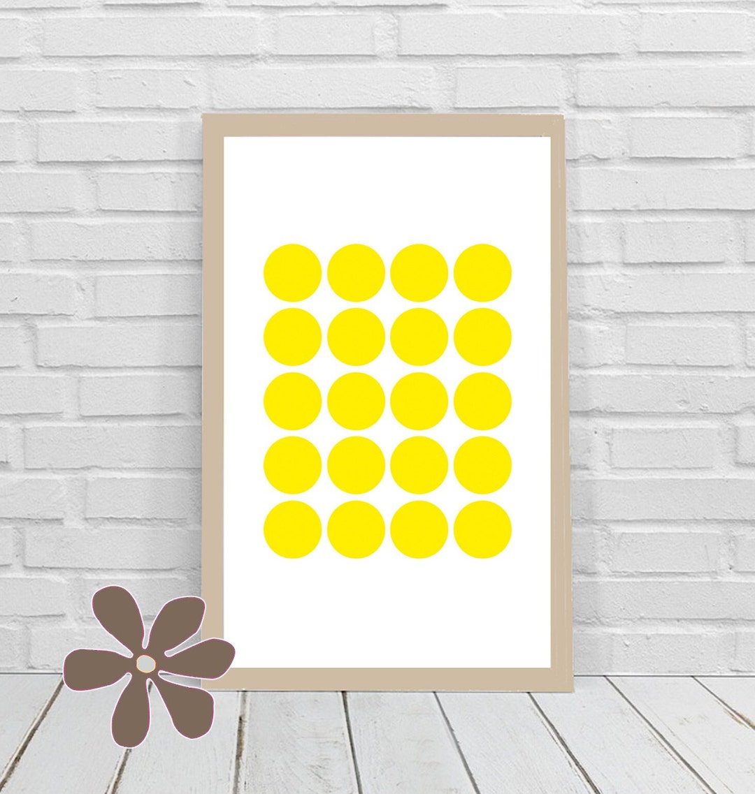 Abstract Print Yellow Circle Printable Wall Art Geometric Poster ...