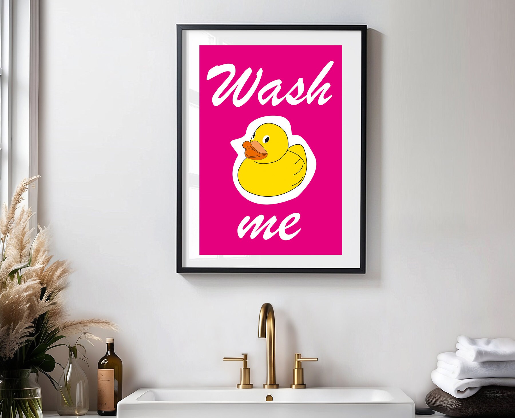 Rubber Duck Bathroom Art Print Cute Yellow Duck Bathroom Print Nursery