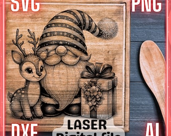 Christmas Gnome with Reindeer Laser Engrave File (Digital Download)