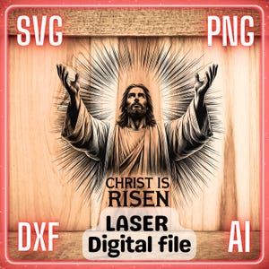 Christ is Risen | Jesus | Religion | Laser Engrave File PNG SVG Coasters, Charcuterie  Cutting Chopping Board | LightBurn, Glowforge, Xtool