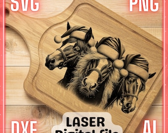Christmas Horse Laser Engrave File (svg, png, dxf, ai) (Digital Download)