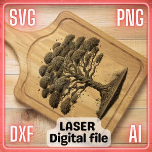 Baum des Lebens | Laser Gravur Datei PNG SVG für Holz, Untersetzer, Charcuteriebrett, Schneidebrett | LightBurn, Glowforge, Xtool