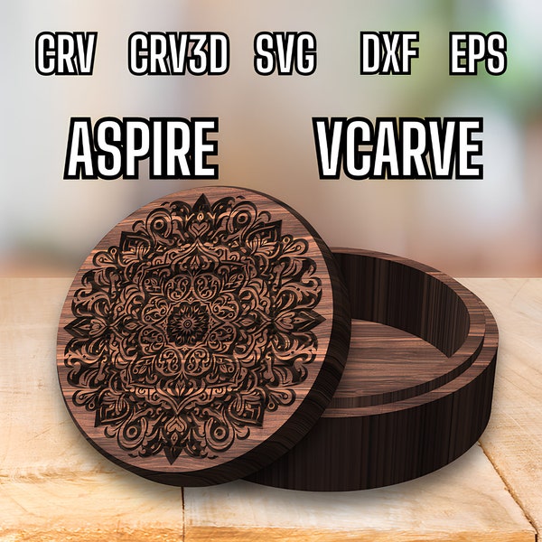 Boîte à bijoux ronde en V - Fichiers numériques pour Vectric Aspire et VCarve