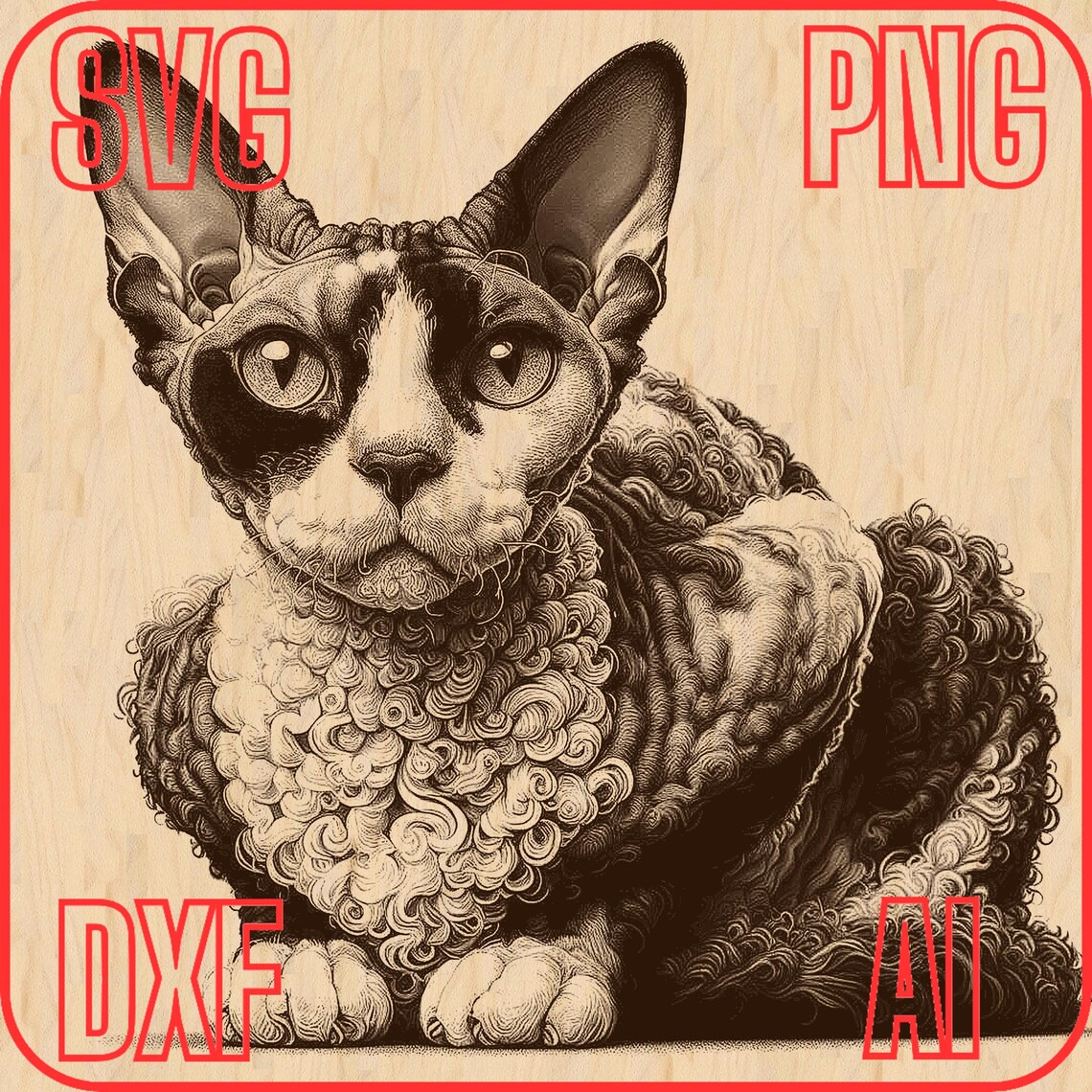 Devon Rex Cat Laser Engrave File | Wood Signs, Coasters (digital File ...