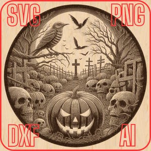 Halloween | Laser Engrave Digital File PNG SVG for Wood, Coasters, Trays, Signs, Earrings, Board, Art | LightBurn, Glowforge, Xtool