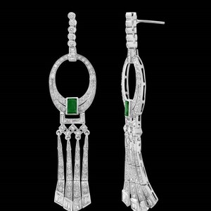 Multi Shape CZ Stone Dangle Drop Earring, Victorian Long Dangle Earring, Party Wear Earring For Women, 925 Silver Earring, Wedding Earring