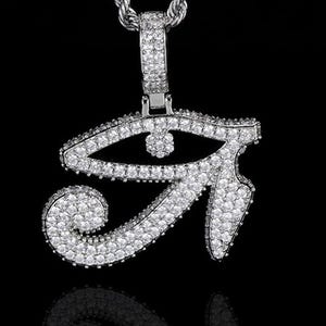Colgante egipcio con el Ojo de Horus, con diamantes de moissanita redondos de 4,55 quilates y letra y palabra, colgante de hip hop para hombre y mujer, colgante con el Ojo de Ra.