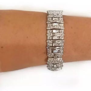 Antique Art Deco 925 Silver Bracelet, Vintage Style Tennis Bracelet, Party Wear Bracelet For Her, Edwardian Wedding Bracelet, Gift For Bride