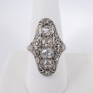 Old European Cut Moissanite Diamond Ring, Antique Edwardian Dinner Ring, Art Deco Filigree Ring, Woman&#39;s Party Wear Ring, Mother&#39;s Day Gift