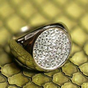 Pave Set Round Moissanite Diamond Men's Ring, Daily Wear Ring For Him, Wedding Engagement Ring, Proposal Ring For Boyfriend, Promise Ring