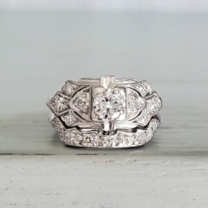 Old European Cut Moissanite Diamond Ring Set, Antique Art Deco Stackable Ring Set, Wedding Bridal Ring Set, Edwardian Engagement Ring Set