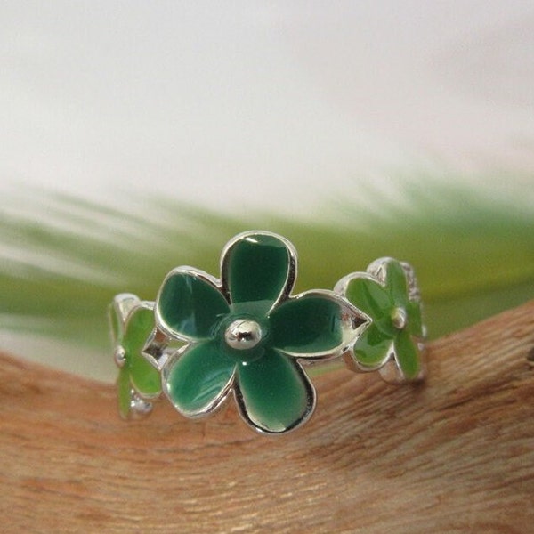 BAGUE Argent Sterling S 925, Bague Verte, Bijou Argent, Bague Hippie Bohème, Bague Ajustable