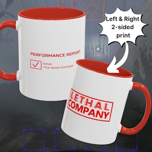 Lethal Company Laziest employee mug - Colored handle 11oz mug Lethal Company mug Gaming mug Video Game mug Gamers Gift for him gift for her