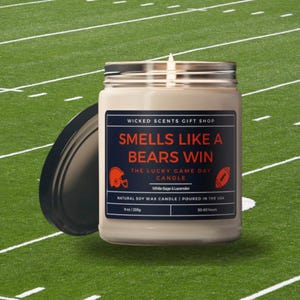 NFL Gift Bears Candle Sports Chicago Bears Merch Smells Like A Bears Win Candle Chicago Bears gift Lucky Football Gift final Game day ritual