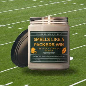 NFL Gift Packers Candle Sports Green Bay Packers Merch Smells Like A Packers Win Candle Green Bay Packers gift Lucky Football Gift Game day