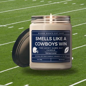 NFL Gift Cowboys Candle Sports Dallas Cowboys Merch Smells Like A Cowboys Win Candle Dallas Cowboys gift Lucky Football Gift Game day ritual